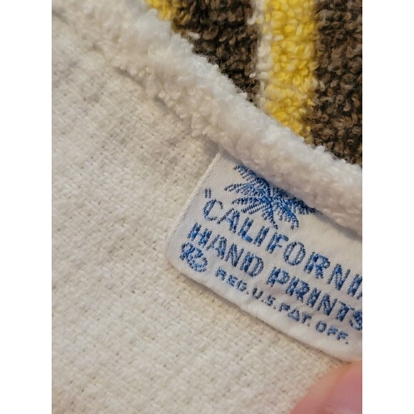 Vintage California Hand Prints Terry Tablecloth Roosters READ - Picture 5 of 10